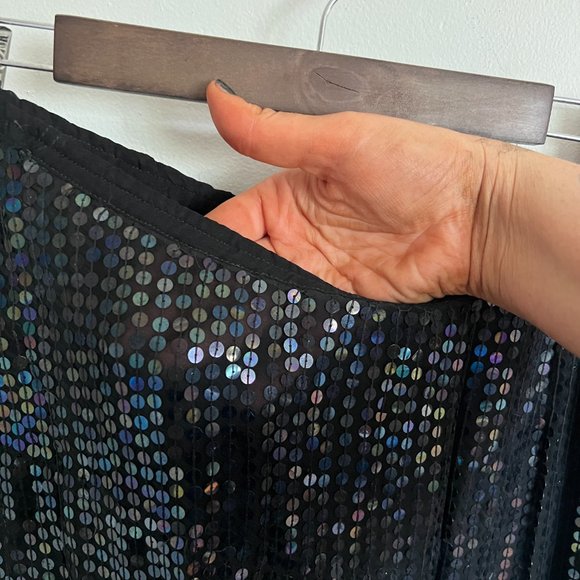 ‼️END OF SUMMER SALE ‼️
 Sheer Black Sequin Maxi Skirt Plus Size - Picture 3 of 4